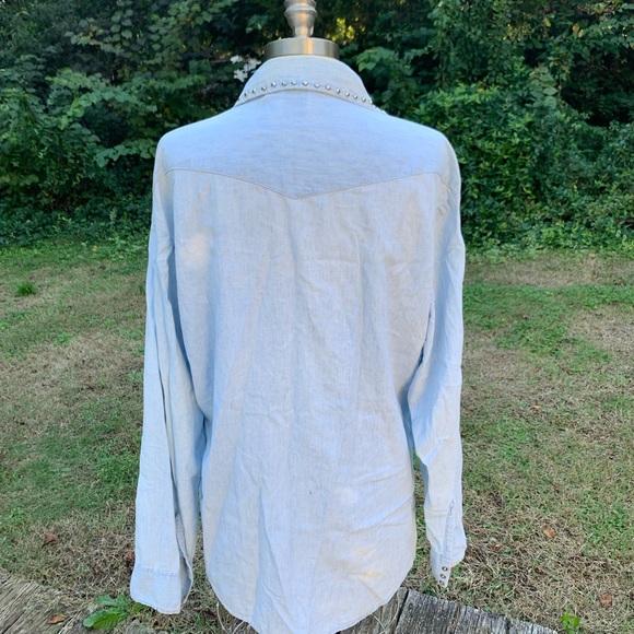 Vintage Denim Rhinestone Bedazzled Snap Up Shirt - Picture 11 of 16